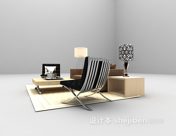 免费现代风格组合沙发3d模型下载