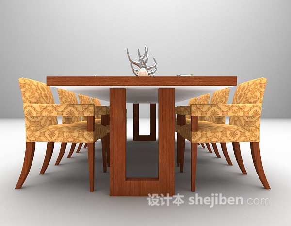 设计本长形餐桌3d模型下载