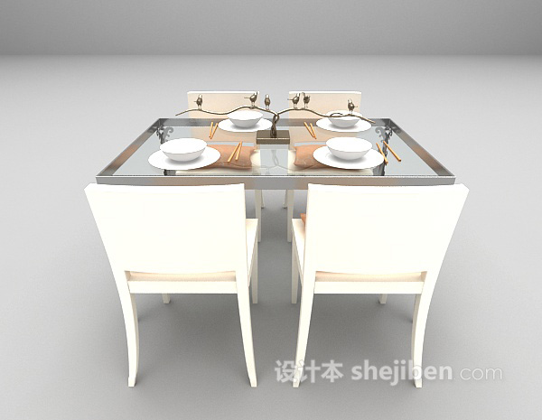 设计本欧式餐桌免费3d模型下载