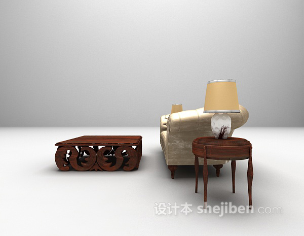 欧式风格皮质多人沙发3d模型下载