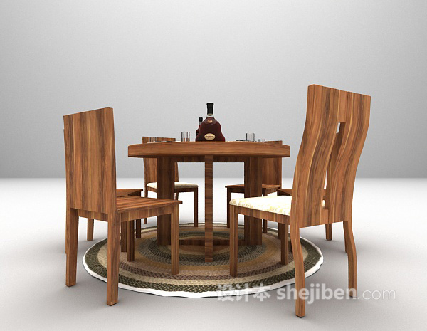 小圆餐桌3d模型下载