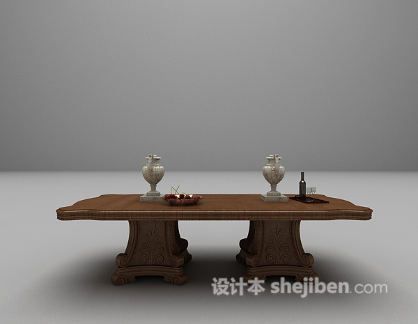 欧式棕色餐桌大全3d模型下载