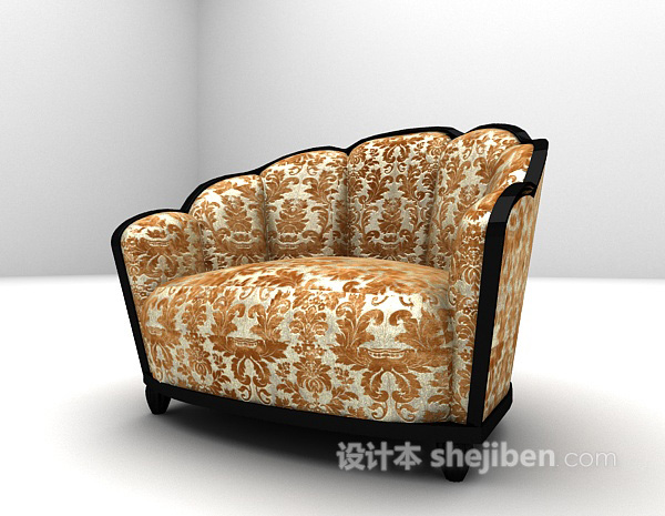 免费欧式古典花纹沙发3d模型下载
