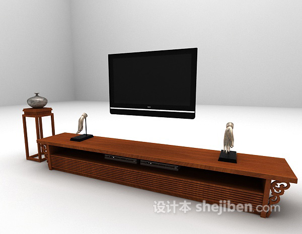 设计本中式风格电视柜3d模型下载