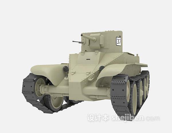 设计本坦克灰色3d模型下载