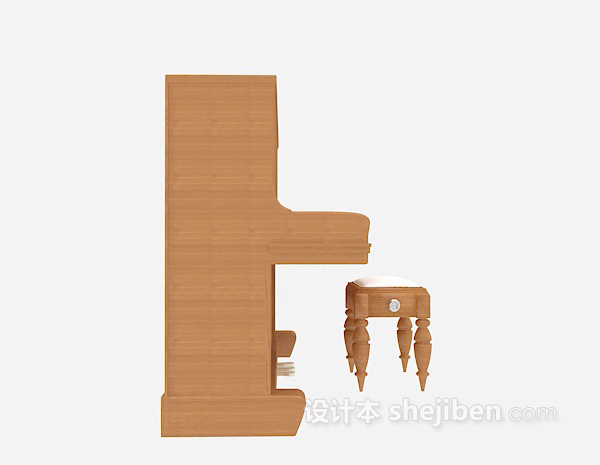 现代风格木色钢琴3d模型下载