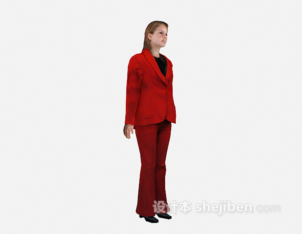 现代风格红色套装的女人3d模型下载