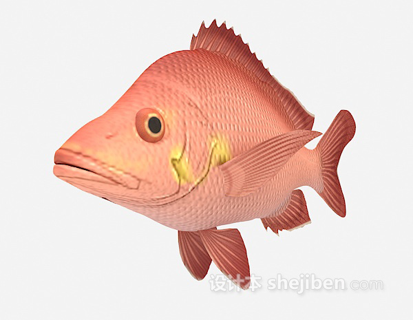 现代风格红色的鱼3d模型下载