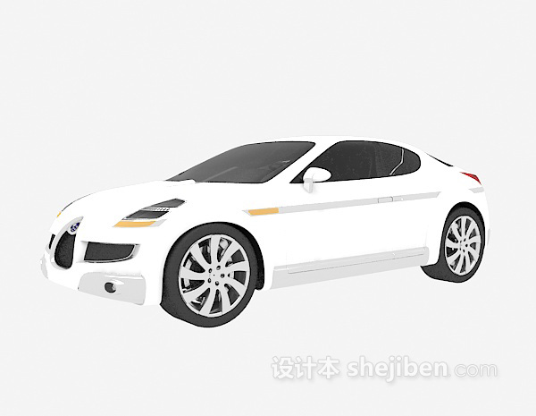 免费白色小车3d模型下载