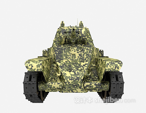 军绿色坦克3d模型下载