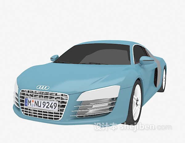 设计本蓝色奥迪汽车3d模型下载