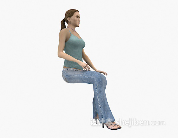 现代风格坐姿女人3d模型下载