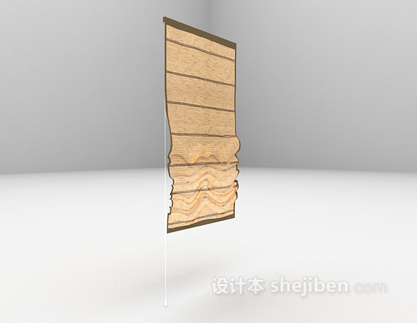 中式风格手拉式窗帘3d模型下载