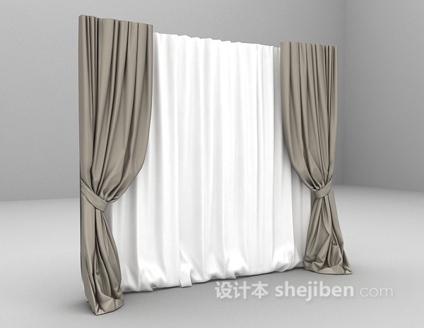 设计本灰白间窗帘3d模型下载