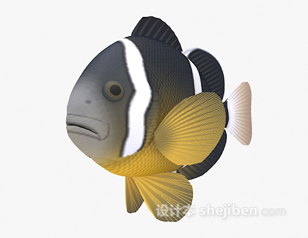 现代风格条纹鱼3d模型下载