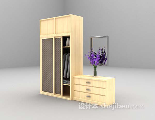 免费木质衣柜3d模型下载