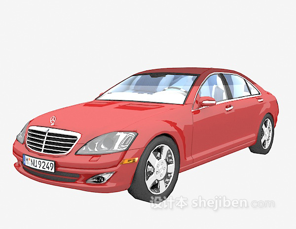 免费红色奔驰汽车3d模型下载
