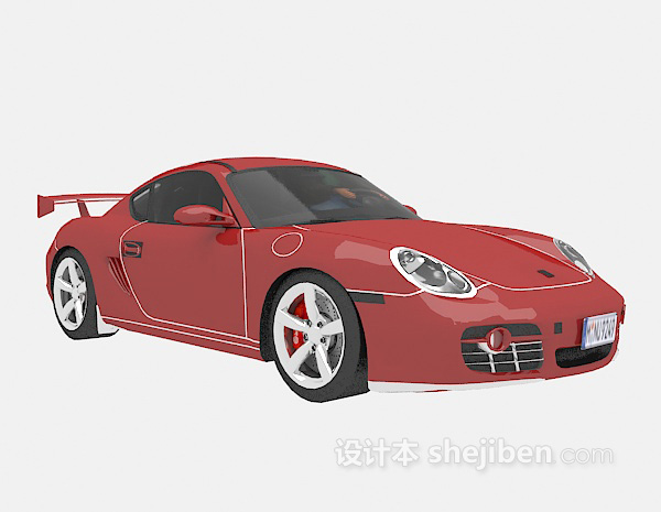 现代风格红色汽车3d模型下载