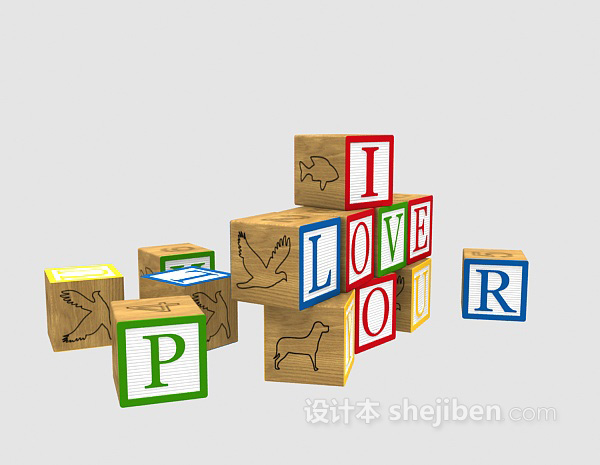 现代风格儿童积木玩具3d模型下载