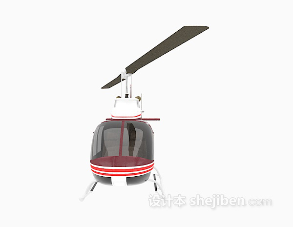 红色直升机免费3d模型下载