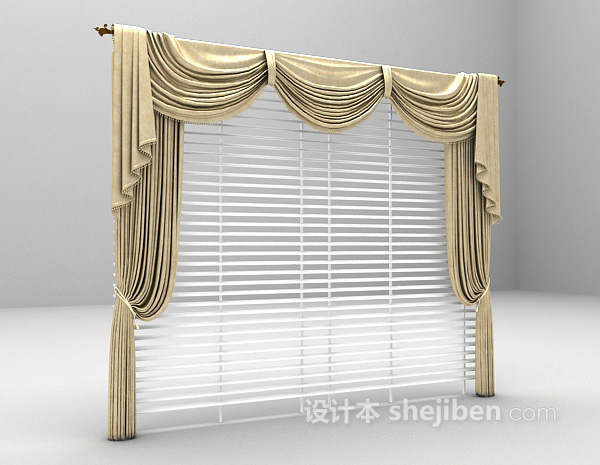 设计本欧式窗帘max窗帘3d模型下载