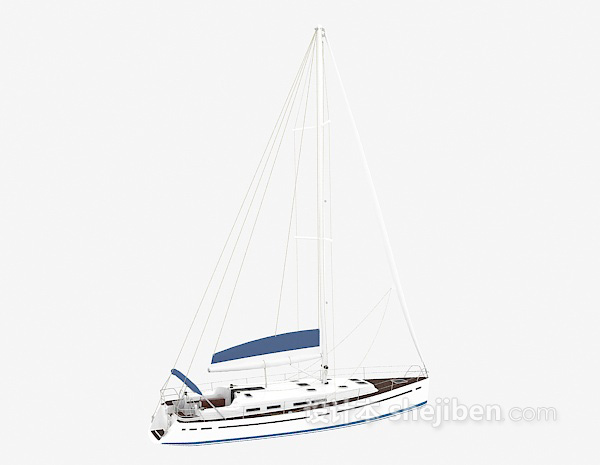 设计本蓝白帆船3d模型下载
