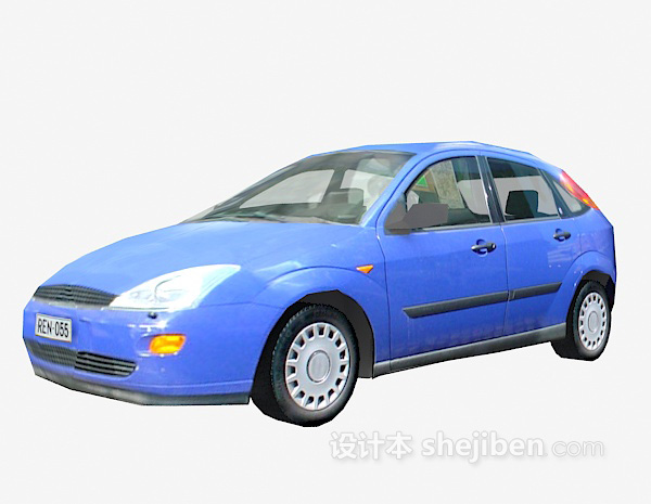 设计本蓝色汽车 车3d模型下载