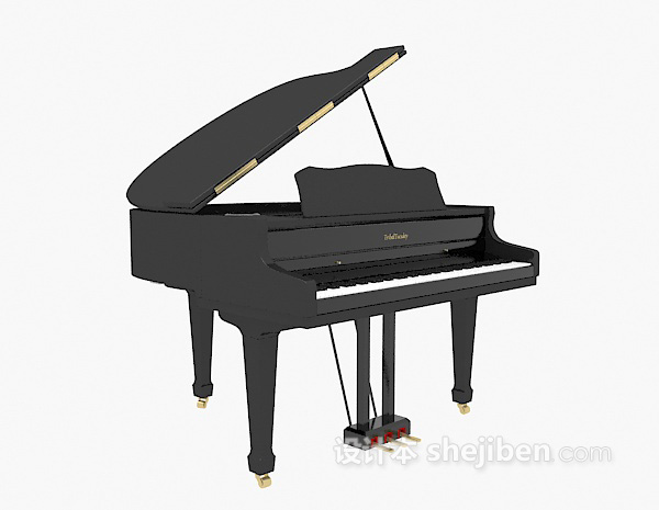 现代风格黑色三角钢琴3d模型下载