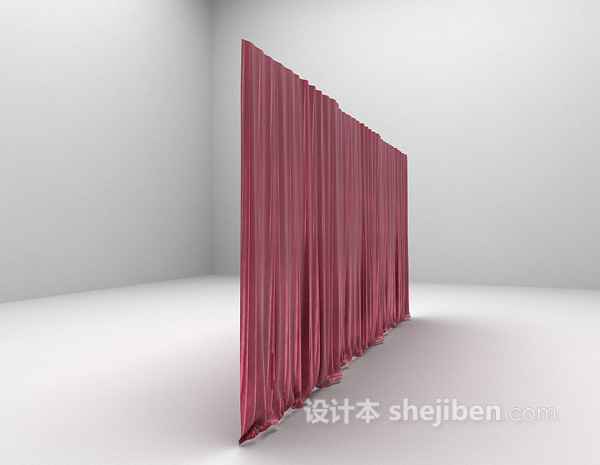 现代风格枚红色个性窗帘3d模型下载
