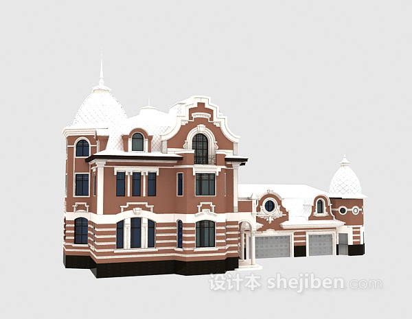 免费欧式古典别墅3d模型下载