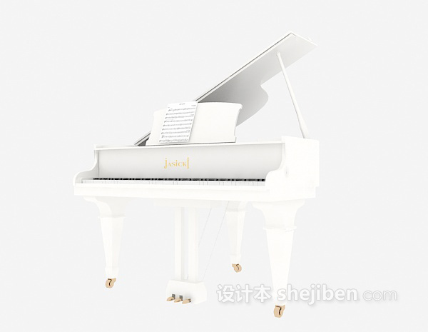 设计本白色钢琴3d模型下载