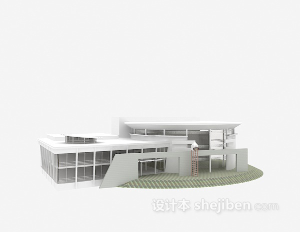 免费白色现代别墅3d模型下载