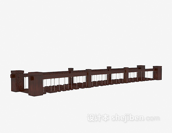 设计本中式木桥3d模型下载