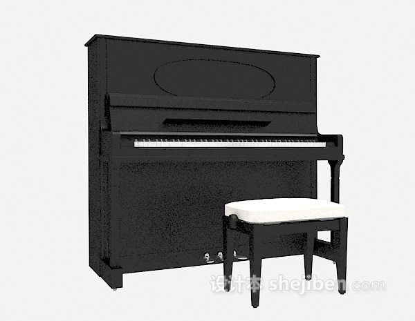 免费黑色竖式钢琴3d模型下载