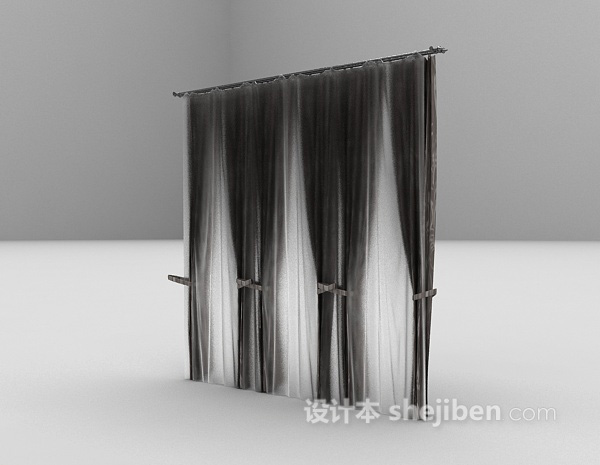 免费黑色现代窗帘3d模型下载