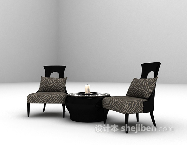 设计本黑色桌椅3d模型下载