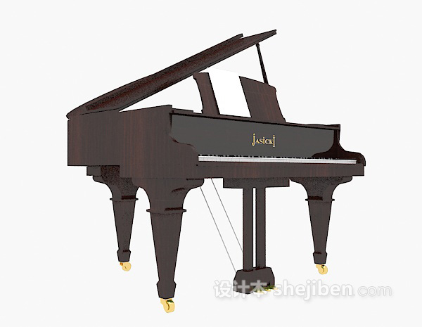 设计本木色三角钢琴3d模型下载