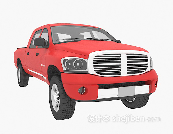 设计本红色小货车3d模型下载