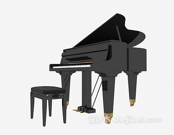 设计本黑色三角钢琴免费3d模型下载