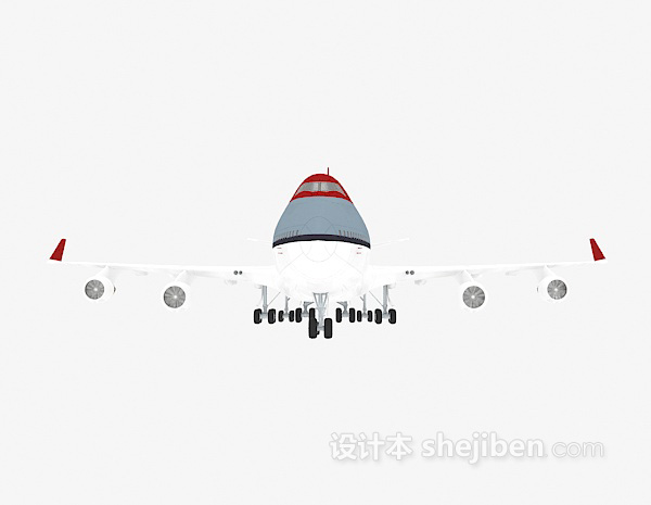 红色航空飞机3d模型下载