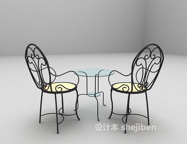 金属桌椅组合3d模型下载