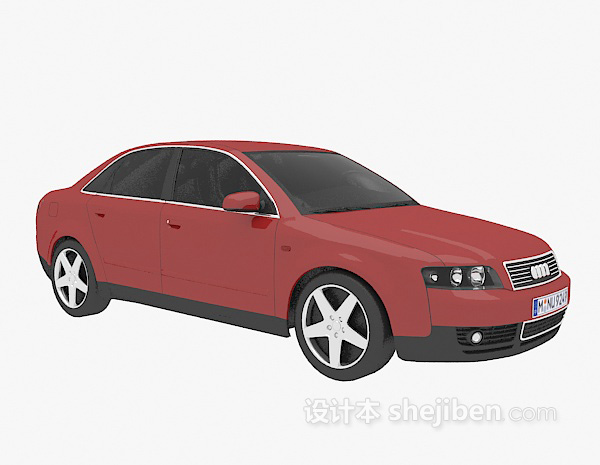 设计本深红色汽车3d模型下载