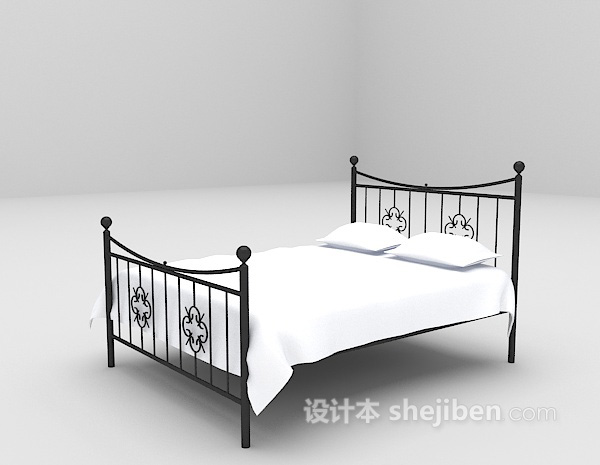 设计本金属床具3d模型下载