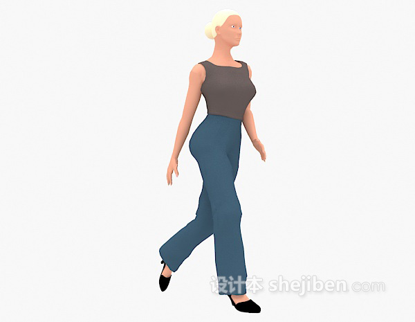 现代风格大步行走中的女士3d模型下载