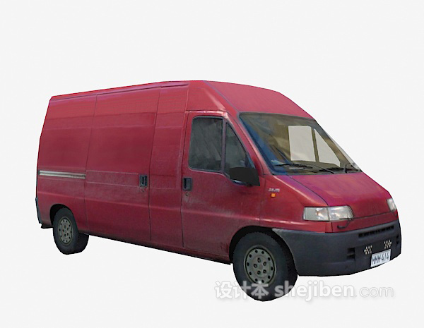 免费红色面包车 车3d模型下载
