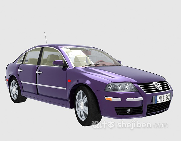 设计本紫色大众车3d模型下载