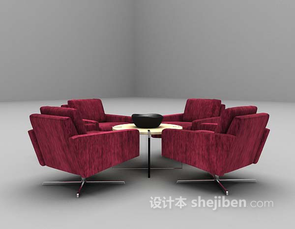红色桌椅3d模型下载