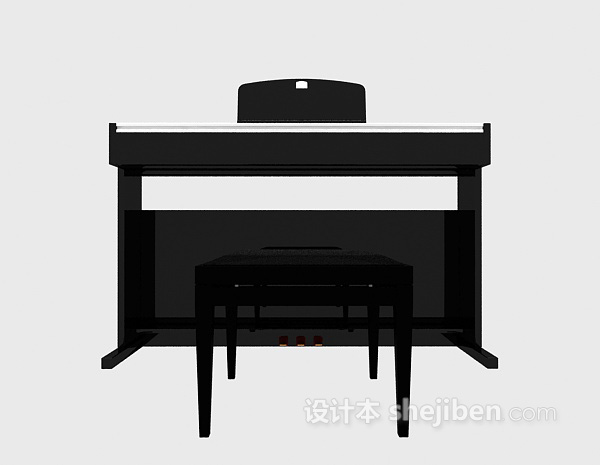 黑色简约钢琴3d模型下载