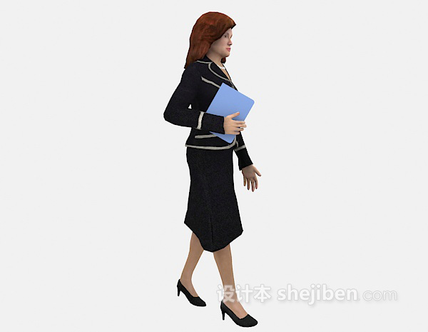 现代风格行走中的职业女性3d模型下载