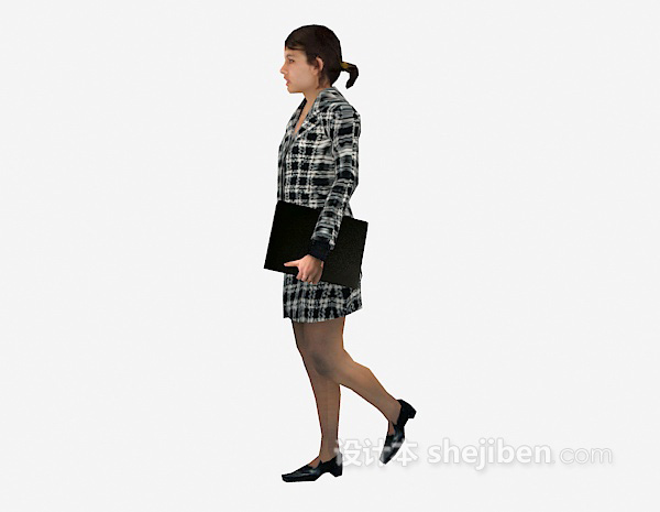 现代风格格子裙女士3d模型下载
